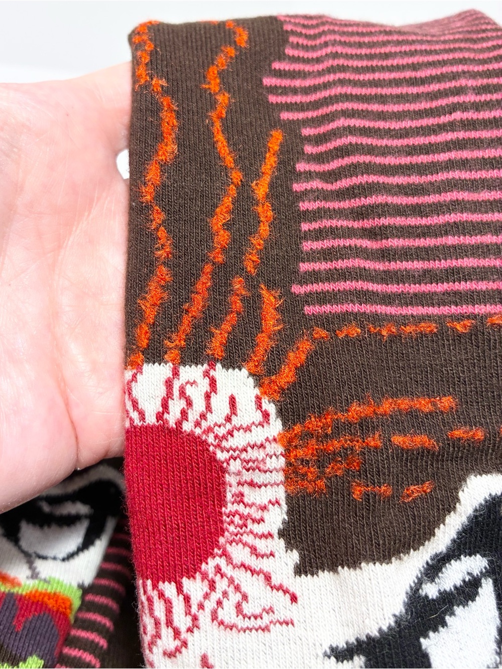 Berthe France Bird Sun Stripe Pattern Knit Tights Brown Multi Size 3/4 (M/L) - Picture 3 of 10